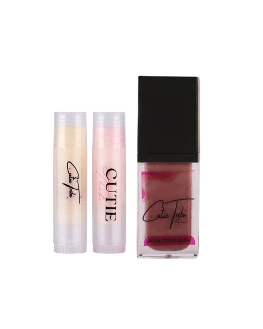 Blush & Balm Beauty Set ( 2 Lip balms + Hydra Creamy Blusher ) 